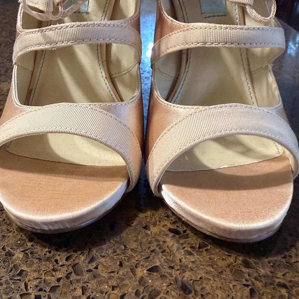 Blue by Betsey Johnson Mila caged champagne satin heels - Picture 9 of 10